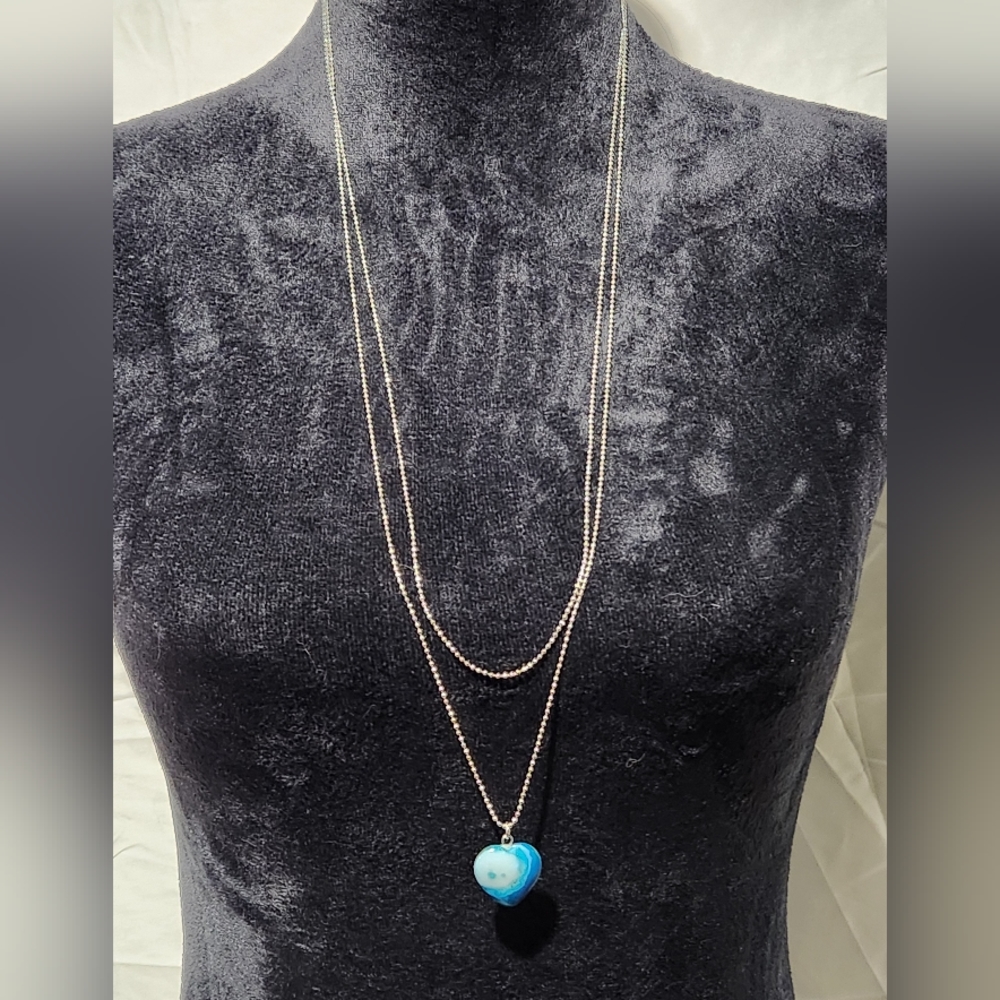 Beautiful 32" Blue Agate 💙 2 Strand Necklace